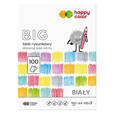 Blok rysunkowy biały BIG, 100 ark. A4 Happy Color