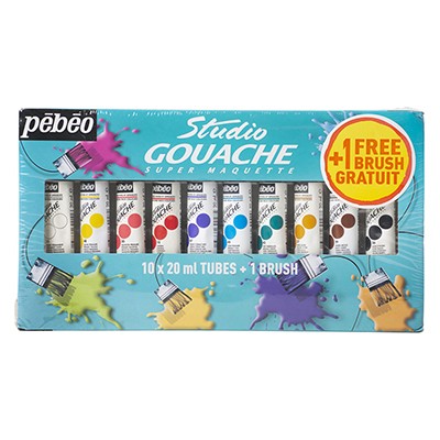 Gouache Studio, farby temperowe Pebeo 10 x 20 ml