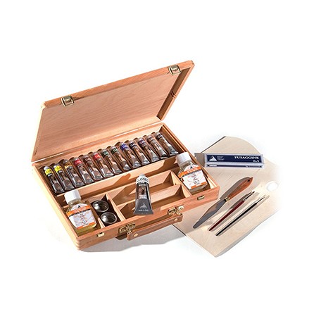 Farby olejne Classico akcesoria kaseta drewniana