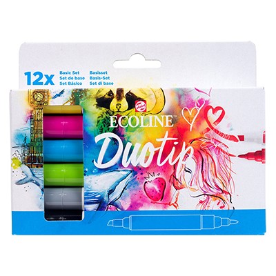 Dwustronne pisaki Ecoline Duo Tip – Basic Set, 12 kol.