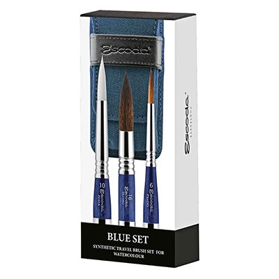 Zestaw 3 pędzli do akwareli Blue Set, Escoda