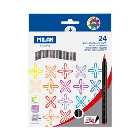 Pisaki pędzelkowe Milan 24 kolory