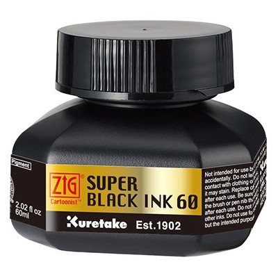 Super Black Ink, czarny tusz Kuretake, 60 ml