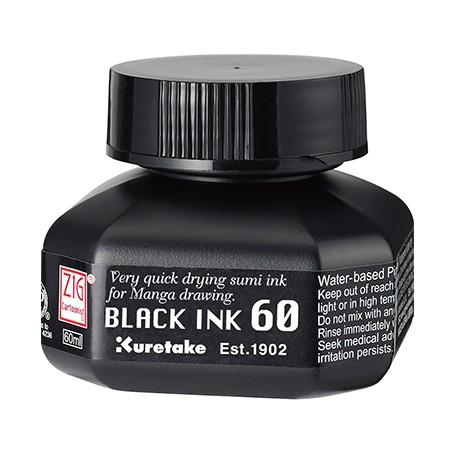 Black Ink szybkoschnący czarny tusz Kuretake 60 ml
