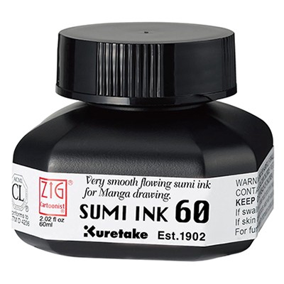 Sumi Ink, czarny tusz Kuretake, 60 ml