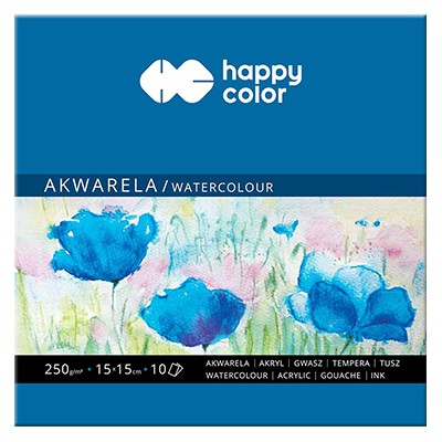 Blok do akwareli Happy color 15 x 15 cm, 10 ark., 250 g/m2