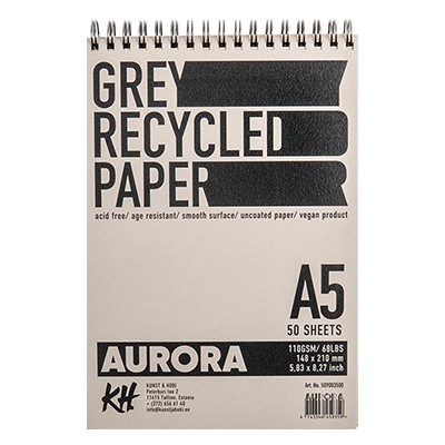 Blok na spirali Grey Recycled Aurora, A5. 50 ark.