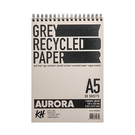 Blok na spirali Grey Recycled Aurora A5