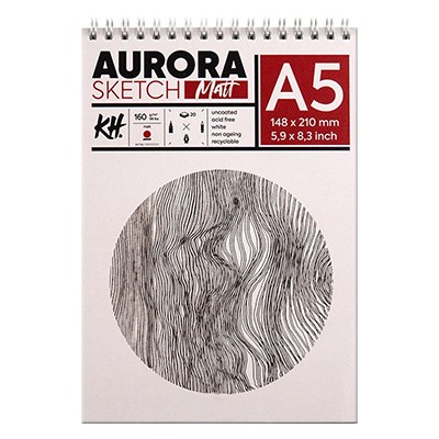 Blok na spirali Sketch Matt Aurora, A5, 160 g/m²