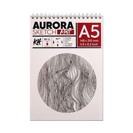 Blok na spirali Sketch Matt Aurora, A4, 160 g/m²
