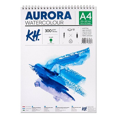 Blok akwarelowy, spirala Aurora RGH, A4, 300 g, 12 ark.