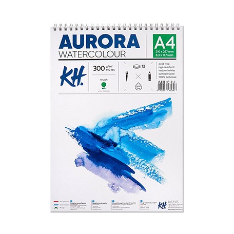 Blok akwarelowy, spirala Aurora RGH A4 300 g 12 ark