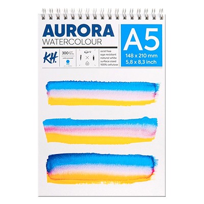 Blok akwarelowy, spirala Aurora CP, A5, 300 g, 12 ark.