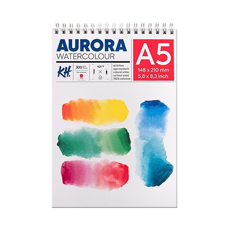 Blok akwarelowy, spirala Aurora HP A5 300 g