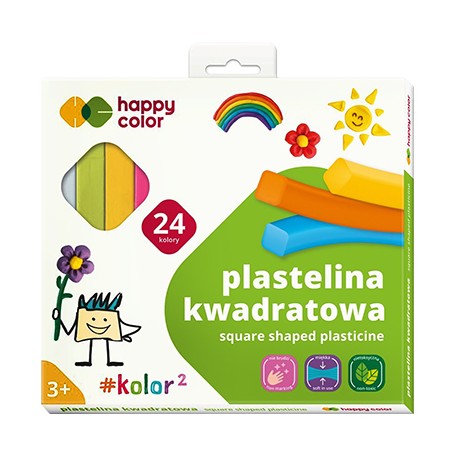 Plastelina kwadratowa Happy Color, 24 kolory