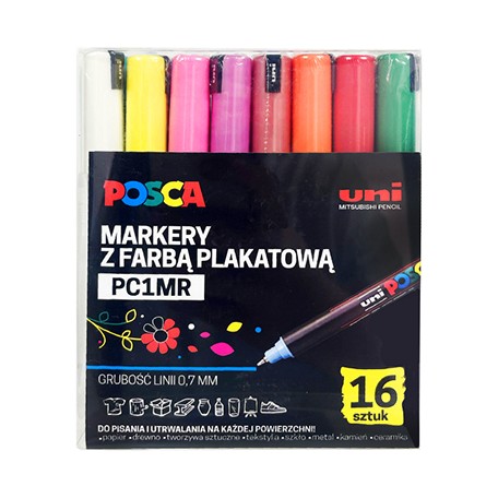 Zestaw pisaków Uni Posca 1MR, 16 kolorów