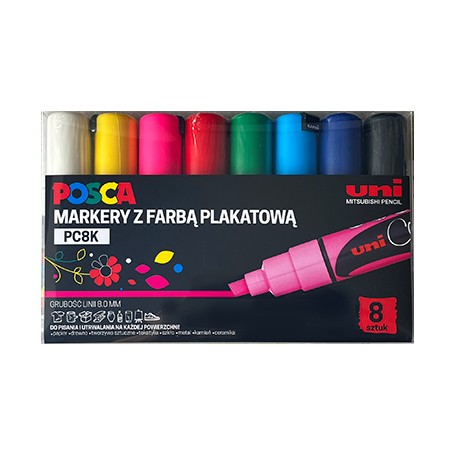 Zestaw pisaków Uni Posca 8K, 8 kolorów