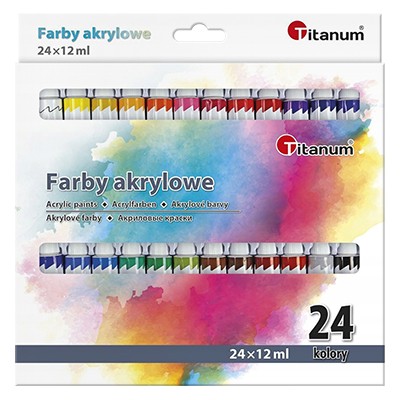 Zestaw farb akrylowych Titanum 24 x 12 ml