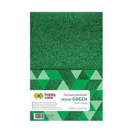 Arkusze piankowe, Brokat green, Happy Color A4