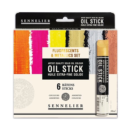 Zestaw Oil Stick Fluo & Metallic, Sennelier, 6 szt.
