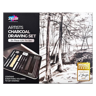 Zestaw szkicowy Artists Charcoal Drawing Set Zieler, 24-elem.