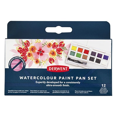 Akwarele Watercolour Paint Pan Set, Derwent, 12 kol.