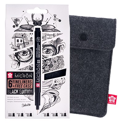 Pisaki Pigma Micron Black Edition Sakura, 6 sztuk