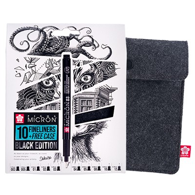Pisaki Pigma Micron Black Edition Sakura, 10 sztuk