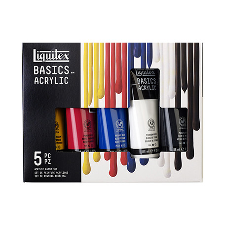 Farby akrylowe Liquitex, zestaw 5 x 118 ml