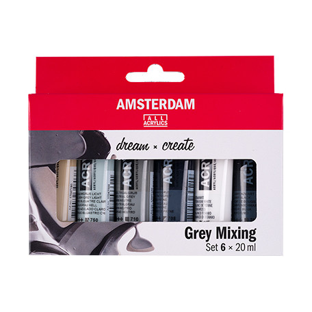 Farby akrylowe Talens Amsterdam Grey Mixing, 6 x 20 ml