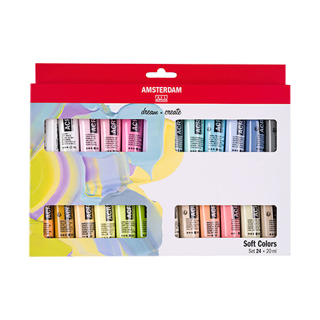 Farby akrylowe Talens Amsterdam Soft Colours, 24 x 20ml