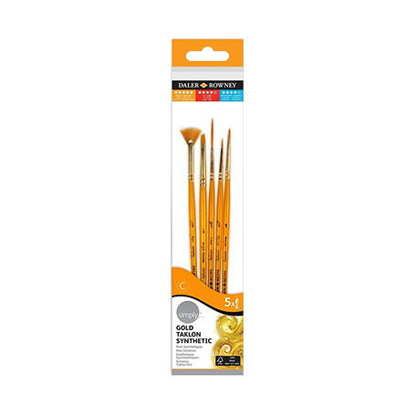 Pędzle Simply Gold Taklon Daler Rowney, syntetyki, zestaw 4szt