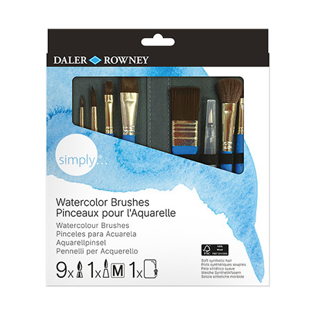 Pędzle Simply Watercolour Daler Rowney 10 szt. + etui