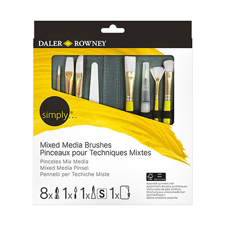 Pędzle Simply Mixed Media Daler Rowney 10 szt. + etui