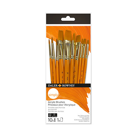 Pędzle Simply Gold Taklon Daler Rowney, 10 szt.