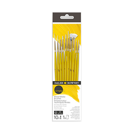 Pędzle Mixed Media Daler Rowney, 10 sztuk