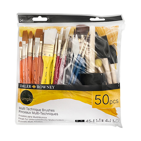 Pędzle Multi Technique Simply Daler Rowney, 50 sztuk