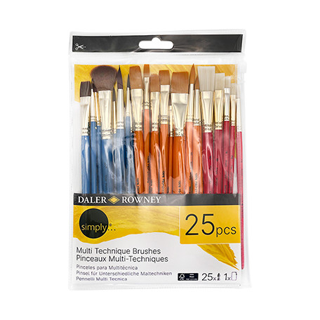 Pędzle Multi Technique Simply Daler Rowney, 25 sztuk
