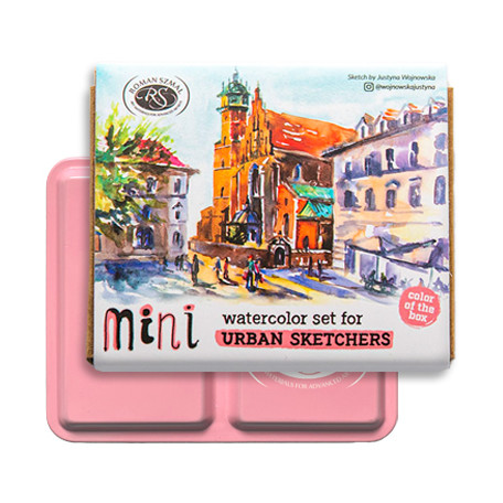 Mini Urban Sketchers Set PINK, akwarele Aquarius 8 kol.