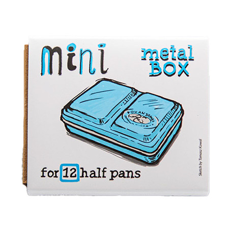 Metalowa kasetka Mini Box na 12 półkostek akwareli, Szmal