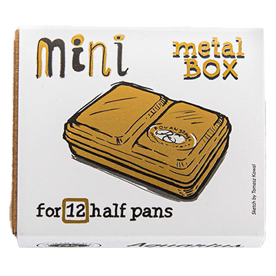 Metalowa kasetka Mini Box Gold na 12 półkostek akwareli, Szmal