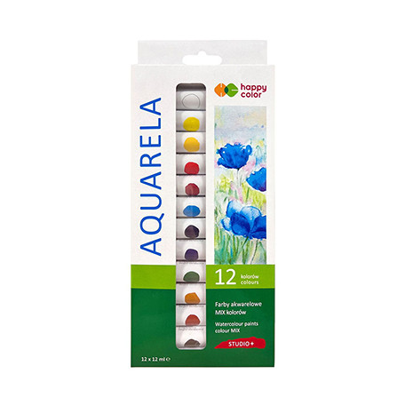Farby akwarelowe w tubkach Happy Color 12 x 12 ml