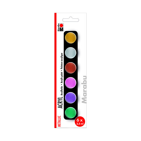 Farby akrylowe Metallic Marabu 6 x 3.5 ml