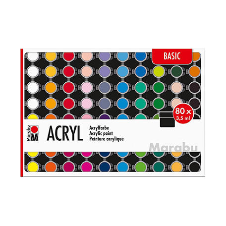 Farby akrylowe Bacis Marabu 80 x 3.5 ml
