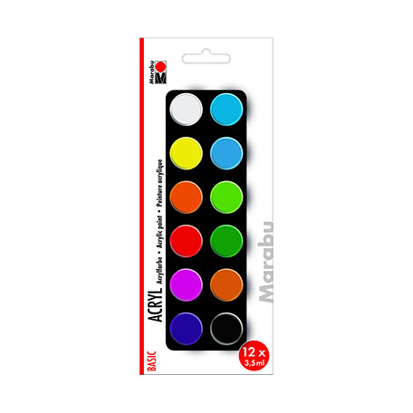 Farby akrylowe Bacis Marabu 12 x 3.5 ml