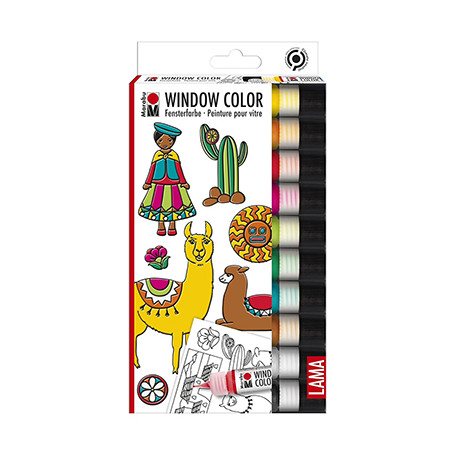 Lama, farby witrażowe Window Color Marabu 10 x 25 ml