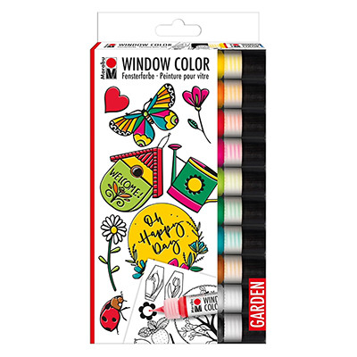 Garden, farby witrażowe Window Color Marabu 10 x 25 ml