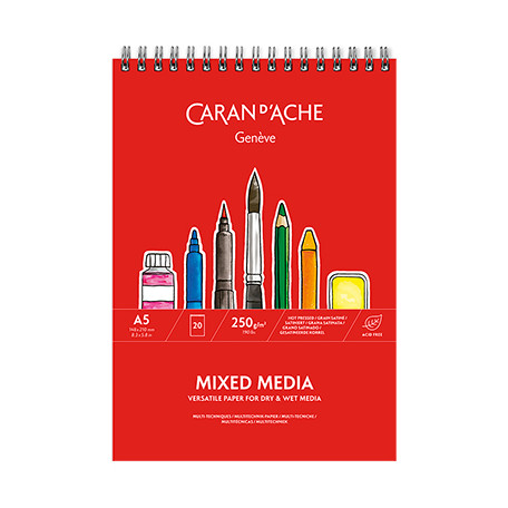 Blok na spirali Mixed Media Caran d'Ache A5, 250 g/m², 20 ark.