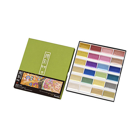 Farby akwarelowe Metallic Color Gansai Tambi, 24 kol.