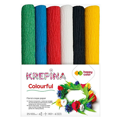 Krepina marszczona Colorful Happy Color, 6 kolorów